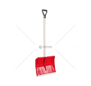 Hrablo na sníh PRA-DED červené, 37,5x49cm, dřevěná násada