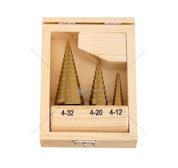 HSS stupňový vrták, sada 3ks, 4-32mm, 4-20mm, 4-12mm GEKO