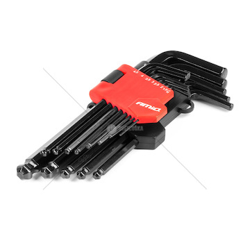 Imbusové HEX klíče s kuličkou z CRV oceli, černé 13ks AMiO-04304