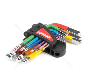 Imbusové HEX klíče s kuličkou z S2 oceli 9 ks AMiO-04298