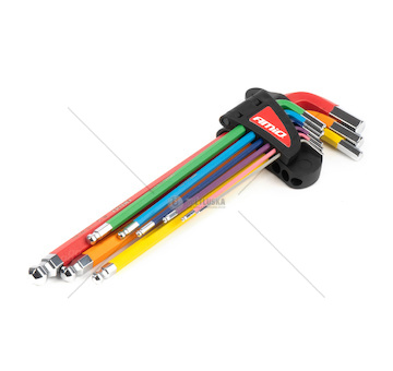 Imbusové HEX klíče s kuličkou z S2 oceli 9 ks AMiO-04299