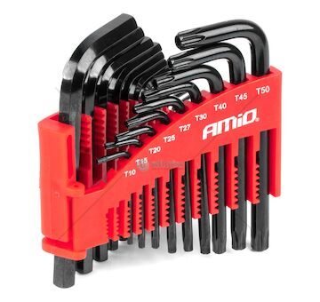 Imbusové klíče hex a torx z CRV oceli, černá 22ks AMiO-04297