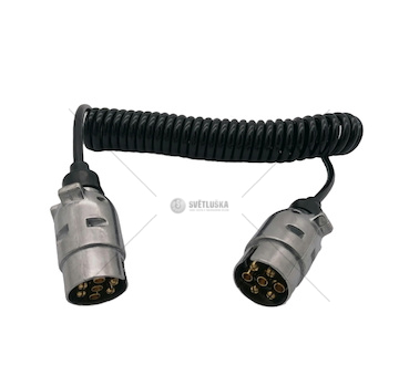 Kabel elektr. 7 propojovací spirálový s koncovkami kov 3m