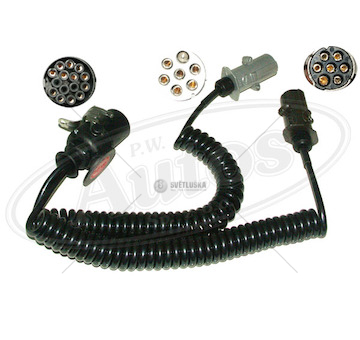 Kabel propojovací 15pin 24v /2x7pin 24v spirálový, zástrčka plast/kov 4,5m 0076134_A
