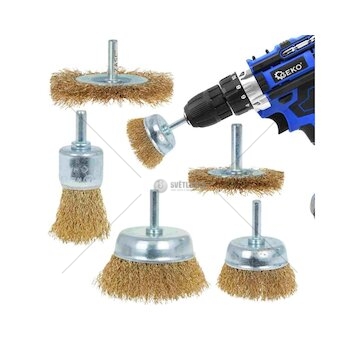 Kartáč mosazný do vrtačky, sada 5ks GEKO