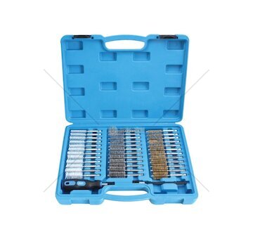 Kartáče ruční, na čištění šachet vstřikovačů, ocel, mosaz a nylon, 38 dílů - SATRA