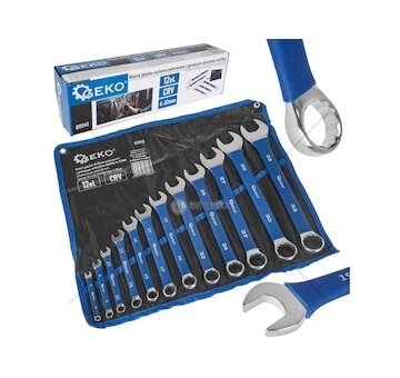 Klíče očkoploché 6 - 32 mm, s pogumovanou rukojetí, sada 12 ks GEKO