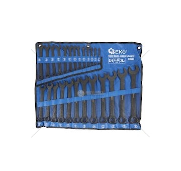 Klíče očkoploché 6-32mm, CrV-černé, sada 25ks GEKO