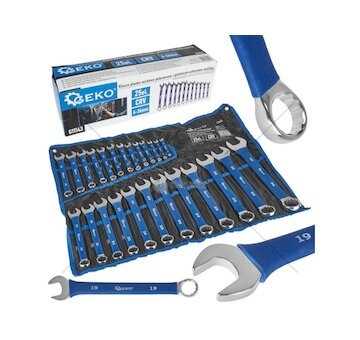 Klíče očkoploché 6 - 36 mm, s pogumovanou rukojetí, sada 25 ks GEKO