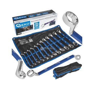 Klíče očkové 6 - 32 mm, oboustranné, s pogumovanou rukojetí, sada 12 ks GEKO