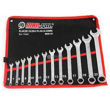 Klíče očkové-otevřené 12ks 6-22mm CrV MAR-POL, skládací obal