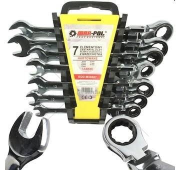 Klíče ráčnové očkoploché s kloubem 7ks 8-19mm MAR-POL