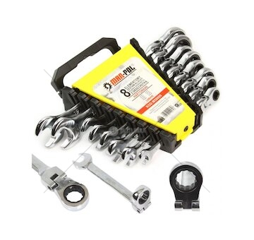 Klíče ráčnové očkoploché s kloubem 8ks 8-19mm MAR-POL