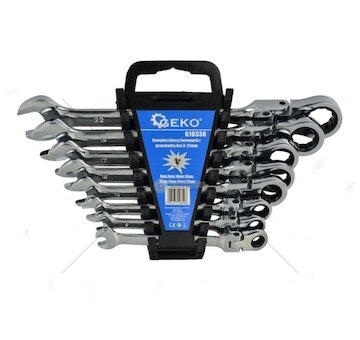 Klíče ráčnové očkoploché s kloubem 8ks 8-22mm GEKO