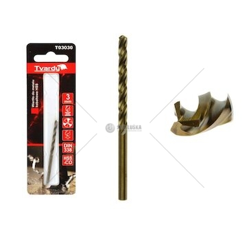 Kobaltový vrták do kovu HSS-Co, M35, 3mm TVARDY