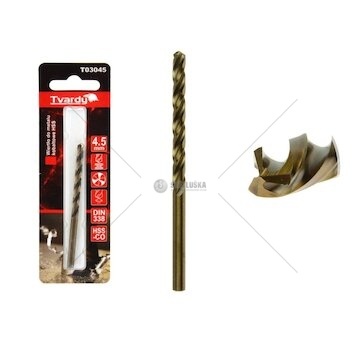 Kobaltový vrták do kovu HSS-Co, M35, 4,5mm TVARDY