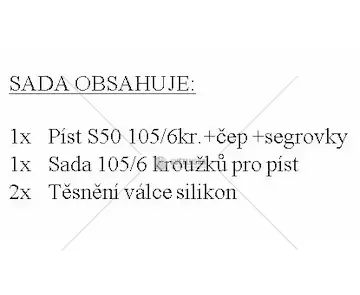 Kompletní píst pro zetor 50 super (píst+pk+čep+segrovky + silikonové těsnění ) | S105.0240-S