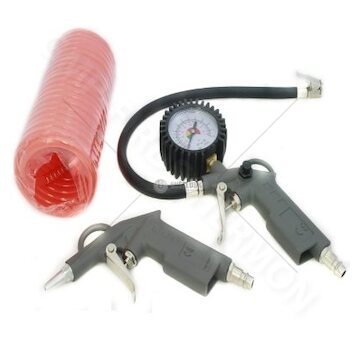 Kompresorová sada 3ks, ofukovací pistole, pistole s manometrem, hadice