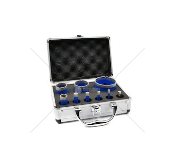 Korunkový vrták diamantový, sada 9ks, 6-68mm GEKO