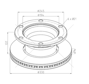 Kotouč brzdový 330x34x137 bez kroužku abs rvi midlum 0135546_A