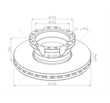 Kotouč brzdový 330x35x119 s kroužkem abs zn daf 45lf 0169605_A
