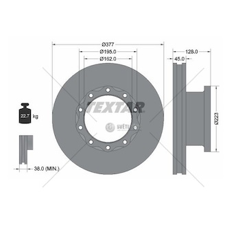 Kotouč brzdový 377x45x128 pn/zn man m2000l/m/me/tgm 0758831_A