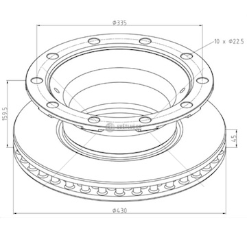 Kotouč brzdový 430x45x159,5 bpw eco plus 2 série sh4309,sb4309, sb4305, sb4303 0147782_A