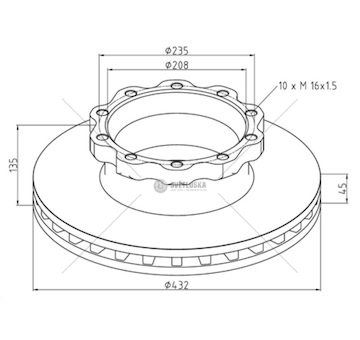 Kotouč brzdový 432x45x135 man tga,f2000,f90 0071623_A