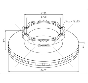 Kotouč brzdový 432x45x135 man tga, tgm, tgx, tgs, e2000, f2000, l2000 0047924_A