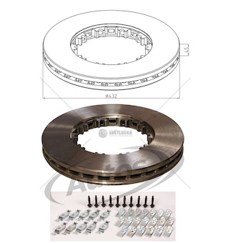 Kotouč brzdový 432x45x45 s montážní sadou pn/zn daf cf65,75,85, lf95,xf95,xf105 0080524_A