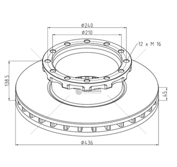Kotouč brzdový 436x45x138,5 pn/zn iveco e.star 440e, stralis 440e, e.tech, e.cargo 0031675_A