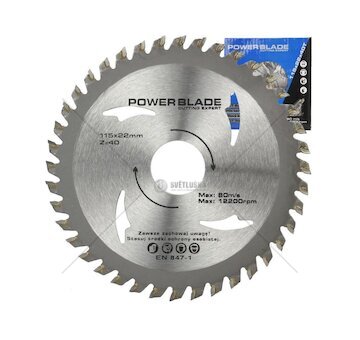 Kotouč pilový s SK plátky (vidiový), 115x40Tx22mm POWER BLADE