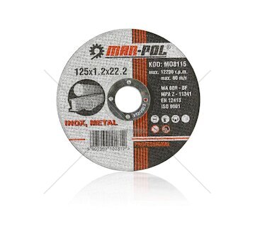 Kotouč řezný na ocel, nerez, 125x1,2x22,2mm MAR-POL