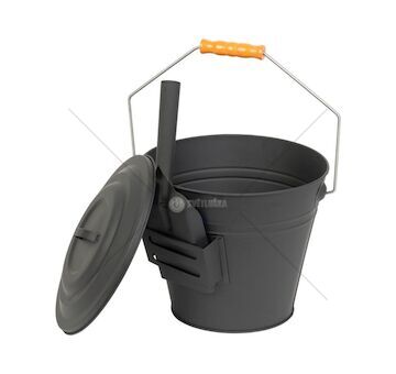 Kovový kbelík na popel s víkem a lopatkou 12 l STREND PRO