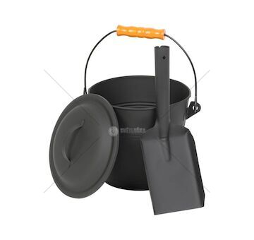 Kovový kbelík na popel s víkem a lopatkou 5,5 l STREND PRO