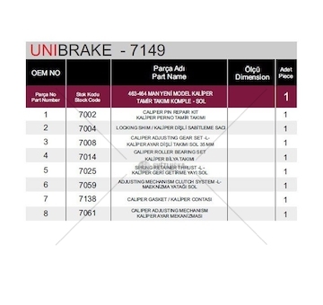 KPL.NAPR.ZACISKU HAM.MAN LEWY UNIBRAKE UNB7149
