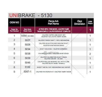 KPL.NAPR.ZACISKU HAM.SN6/7 MB ACTROS,BPW UNIBRAKE UNB5130