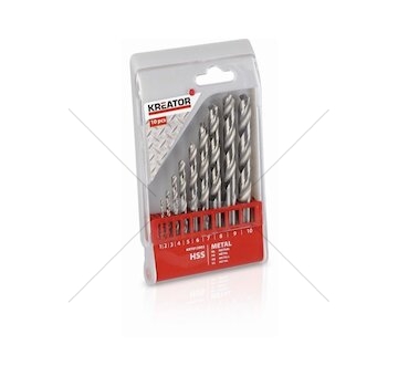 KRT012002 - 10 ks HSS Vrtáků do kovu 1-10mm KREATOR