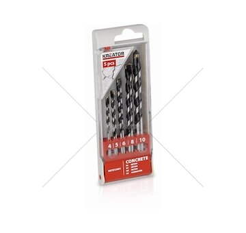 KRT012401 - 5 ks Vrtáků do betonu SET 4-5-6-8-10 mm KREATOR