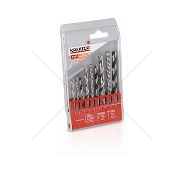 KRT012501 - 9 ks Vrtáků SET - kov, kámen, dřevo KREATOR
