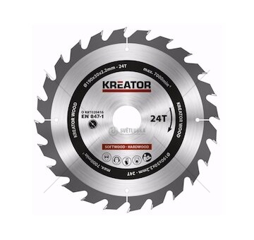 KRT020416 - Pilový kotouč na dřevo 190mm, 24T KREATOR