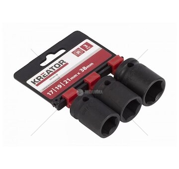 KRT095100 3ks nástrčných hlavic 17-19-21mm 1/2" KREATOR