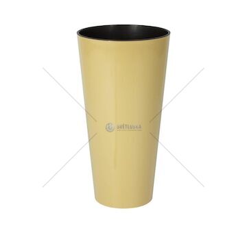 Květináč Tubus Slim Shine 64 l, bílá káva