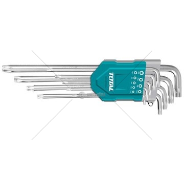 L-klíče TORX prodloužené, sada 9ks, 10-50mm, CrV TOTAL