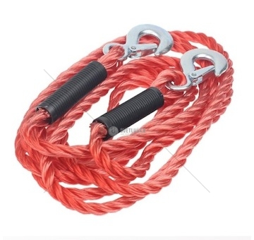 Lano tažné pletené dva háky 3T 4,5m certifikát CE, TUV - červená barva