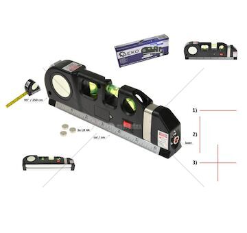 Laserová vodováha s metrem 2,5 m GEKO