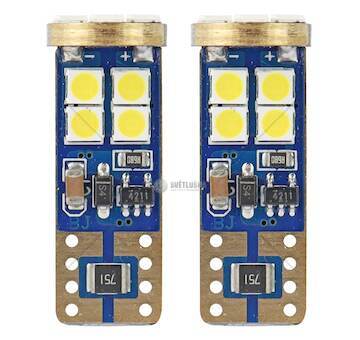 LED CANBUS 12SMD 2835 T10e (W5W) White 12V / 24V