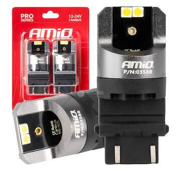 LED CANBUS PRO series 3157 P27/7W 4x3030 SMD White 12/24V CANBUS AMiO-03588