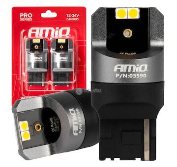 LED CANBUS PRO series 7440 WY21W 4x3030 SMD Orange 12/24V CANBUS AMIO-03590