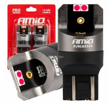 LED CANBUS PRO series 7443 W21/5W 4x3030 SMD Red 12/24V AMIO-03592